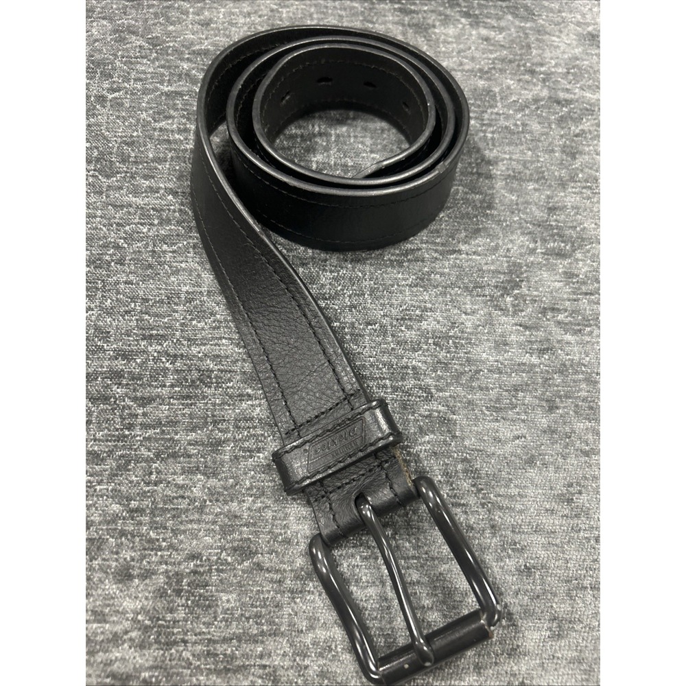 Genuine Dickies Mens Black Leather Belt Size 34 Gunmetal Buckle Workwear Classic